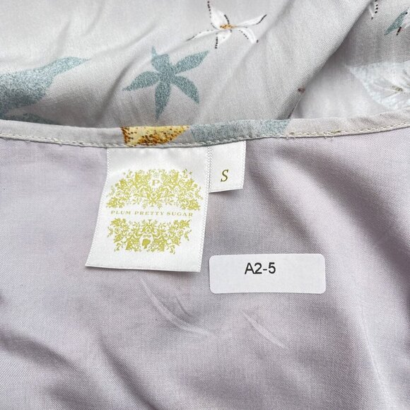 Plum Pretty Sugar Surplice Wrap Dress Lemon Floral Tasseled‎ Light Blue Small - Picture 7 of 14
